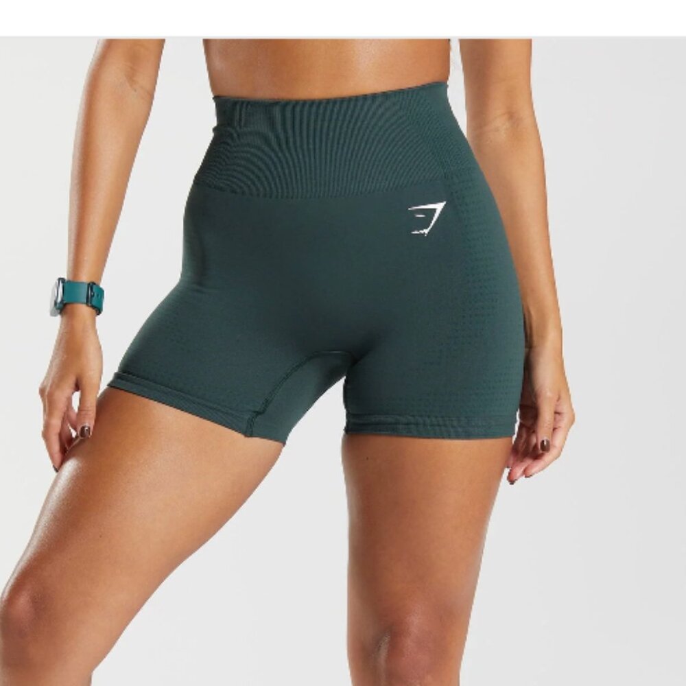 Gymshark Vital Seamless 2.0 Shorts - Woodland Green Marl Size Small